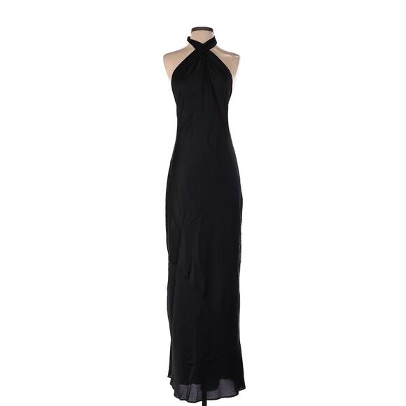 Show Me Your Mumu Jasmine Halter Maxi Dress Black Luxe Satin M NWT - Picture 3 of 10